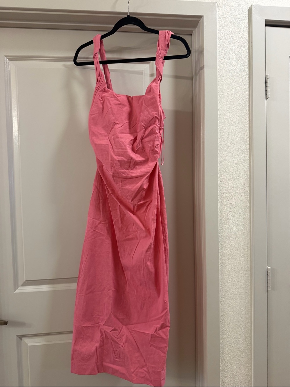 Zara Coral Pink Maxi Dress with Square Neck